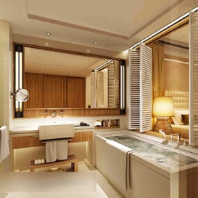 Moderní minimalistický interiér koupelny 3D model