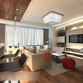 Villa Living Room Interior V1 3d model