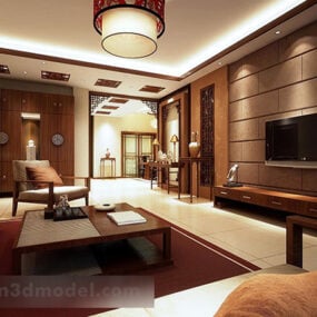 Wohnzimmer-Innenraum im chinesischen Stil V1 3D-Modell