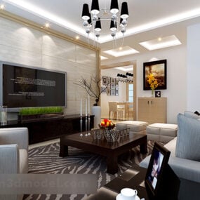 Modern Minimalist Living Room Interior V6 3d model