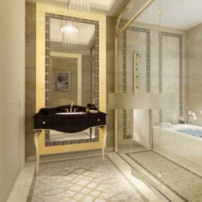 European Style Bathroom Interior V1 3d model