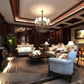 European Living Room Ceiling Interior 3d model