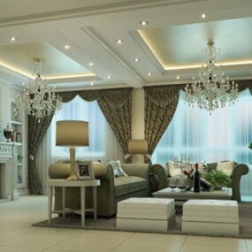 European Living Room Interior V8 3d model