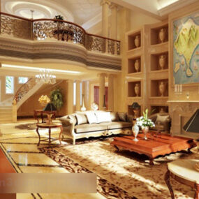 Evropská vila Interiér obývacího pokoje V2 3D model