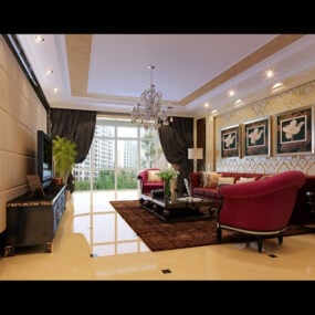 Living Room Villa Free Interior 3d model