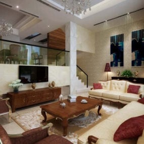 Moderní interiér obývacího pokoje V6 3D model