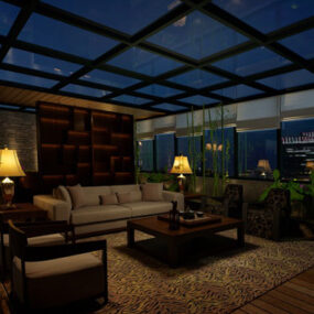 Villa Living Room Interior V2 3d model