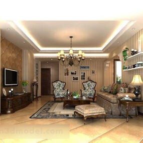 European Living Room Interior V17 3d-modell
