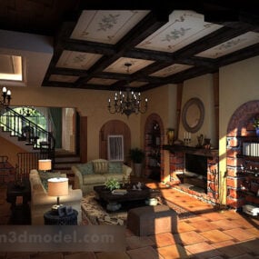 Rustic Living Room Interior V1 3d model