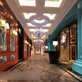 Traditionel arkitektur kinesisk korridor 3d-model