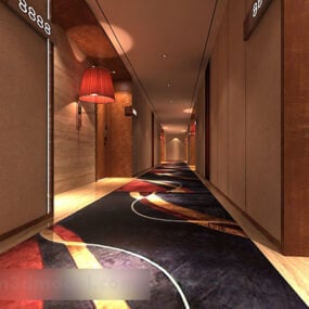 Wnętrze korytarza hotelowego V1 Model 3D