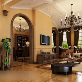 European Living Room Interior V20 3d model