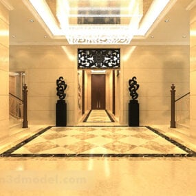 Interior del pasillo del hotel de lujo V1 modelo 3d