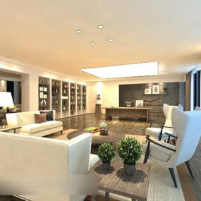 Interior minimalista moderno de la sala de estar V10 modelo 3d