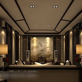 Wohnzimmer-Innenraum im chinesischen Stil V8 3D-Modell