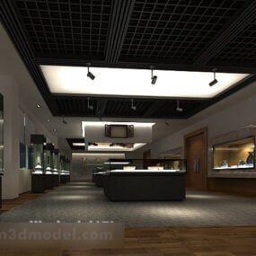 Interior de la sala de exposiciones modelo 3d