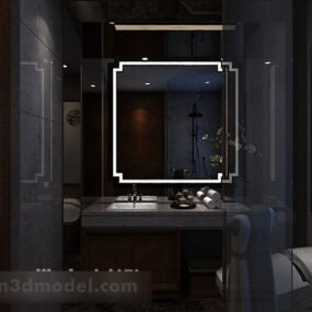 Modelo 3D do interior do banheiro estilo escuro