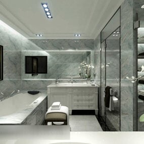 European Style Bathroom Interior V2 3d model
