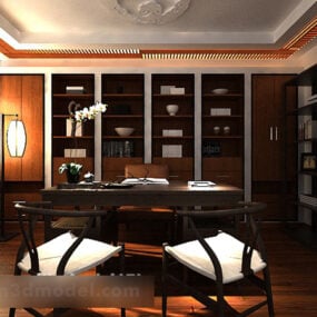 Chinese Style Study Interior V2 3d model
