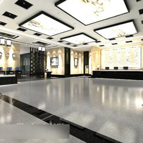 3д модель интерьера холла отеля