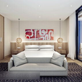 Modern Minimalist Bedroom Interior V4 3d model