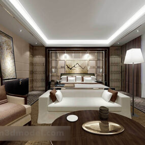 Interiér ložnice v čínském stylu V2 3D model