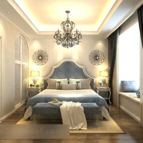 European Style Bedroom Chandelier Interior V1 3d model