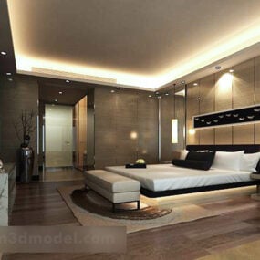 シンプルな寝室のインテリア V3 3Dモデル