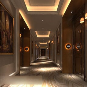 نموذج داخلي لممر الفندق V1 ثلاثي الأبعاد