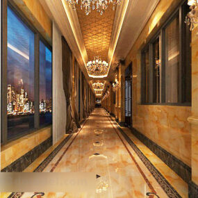 Hotel Corridor Interior V7 3d-modell