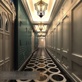 European Hotel Corridor Interior V1 3d model