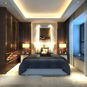 3д модель интерьера спальни, фона, украшения стены