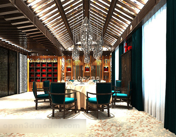 Restaurant Private Room Interior V2 3d Model - .Max, .Vray