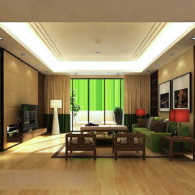 Modern Chinese Style Living Room Interior V1 3d model