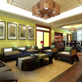 Čínský obývací pokoj malování interiéru V1 3D model