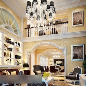 Villa-Wohnzimmermöbel-Set-Interieur, 3D-Modell
