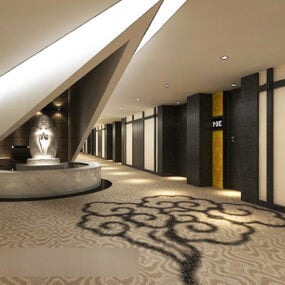 Interior del pasillo del hotel V8 modelo 3d
