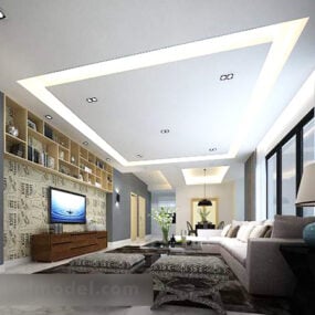 Sala de estar moderna Decoración de techo Interior Modelo 3d