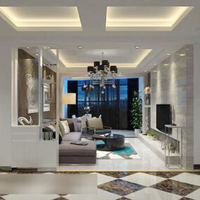 Modern Living Room Interior V12 3d model