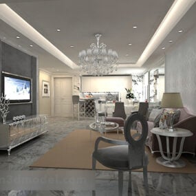 European Living Room Ceiling Interior V3 3d model
