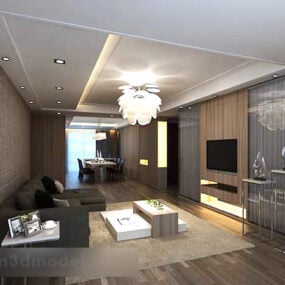 Einfaches Wohnzimmer-Interieur V9 3D-Modell