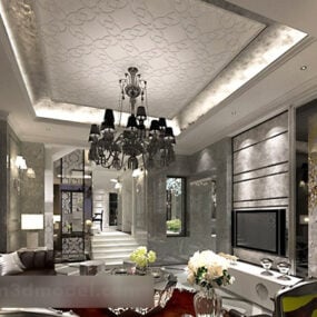 European Living Room Ceiling Pendant Lamp Interior V1 3d model