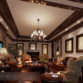 Chinese Living Room Ceiling Interior V1 3d model