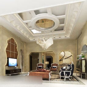 European Living Room Ceiling Interior V4 3d model