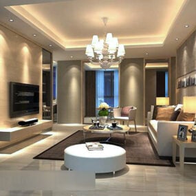 Living Room Painting Decoration Interior V1 3d model