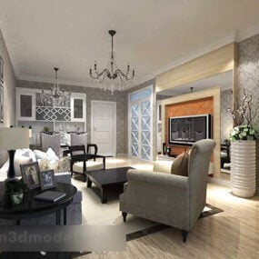 Modern Living Room Furniture Interior V1 3d model