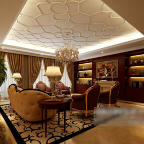 European Living Room Ceiling Interior V5 3d model