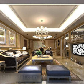 European Living Room Chandeliers Interior V5 3d μοντέλο