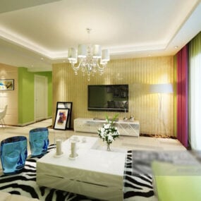 Interiér obývacího pokoje TV stěna V1 3D model