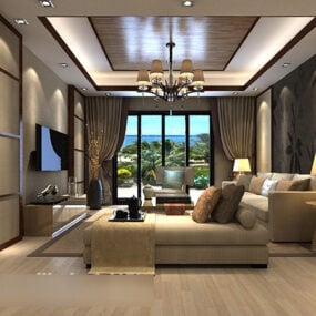 Sala de estar Sofá Fondo Pared Interior V1 Modelo 3d